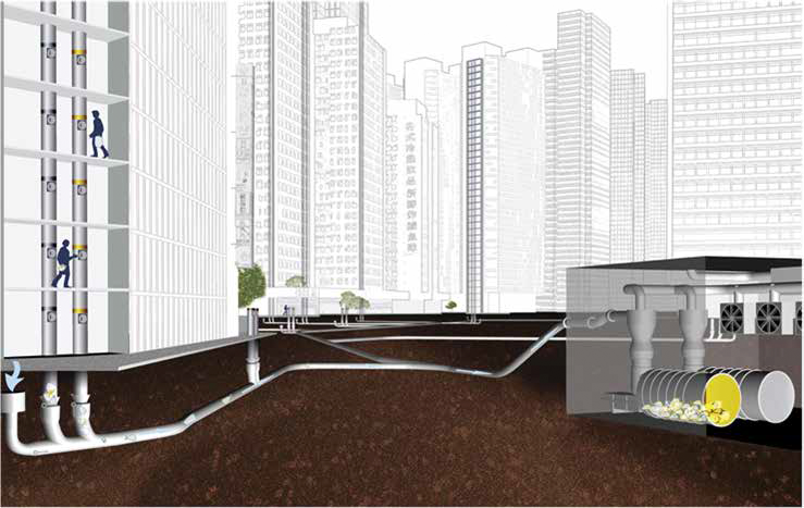 Illustration of a Pneumatic Waste Conveyance System