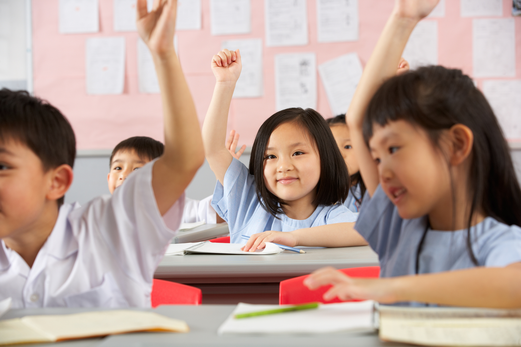 Photos of students in a classroom